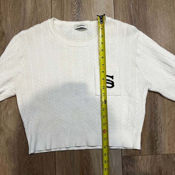 SANDRO Women's Dorian Cropped Sweater In Ecru - Picture 6 of 10